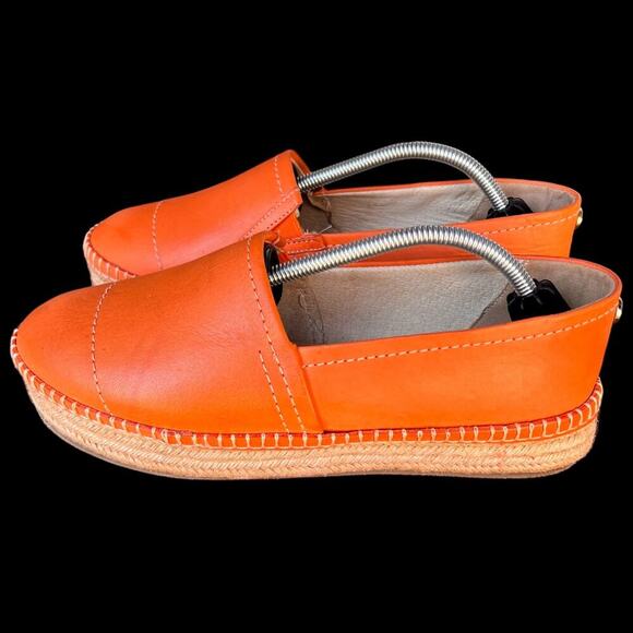 a.M Women's Size 9 Orange Leather Espadrilles Flats Mexico Comfort Casual - Picture 2 of 14